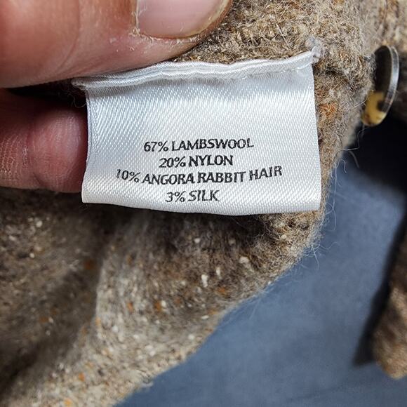 Eileen Fisher Womens Cardigan Sweater XL Tan Wool Angora Silk Granola Collar - Picture 6 of 16